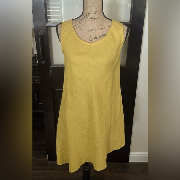Kleen Dresses & Skirts - Keen Linen Asymmetrical Mustard Yellow Dress, Sz S